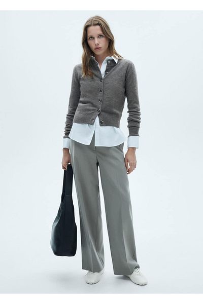 MANGO Woman Cardigan cu gât rotund cu nasturi