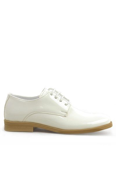 Rakerplus Cream Patent Leather Lace-up Oxford Pantofi de școală pentru copii
