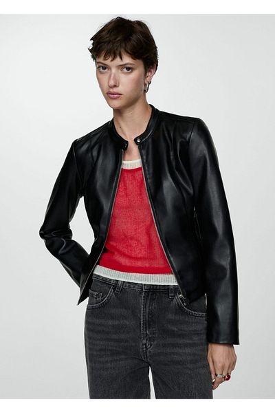MANGO Woman Zippered Biker Jacket