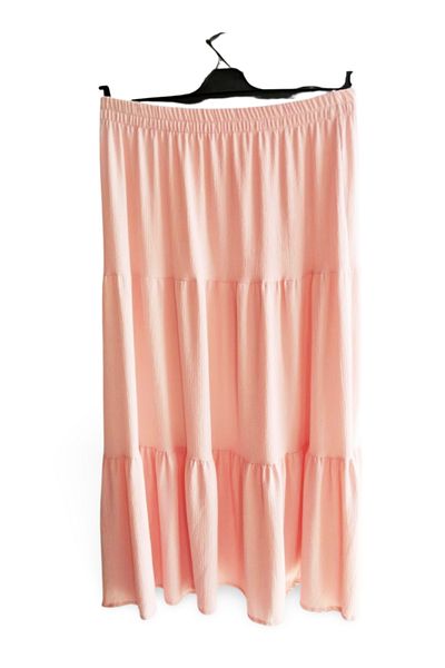 Royaleks Group Elastic Waist Wrap Fabric Skirt Mother's Skirt Long Prayer Skirt Salmon Size 44-52
