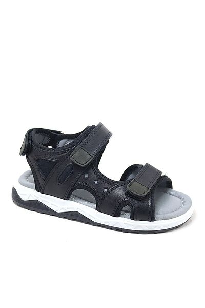 Rakerplus Genuine Leather Black Comfort Sole Velcro Children's Sandals