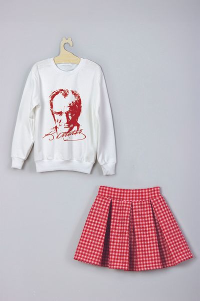 MYADA Special Atatürk Printed Sweatshirt Skirt Set 10053