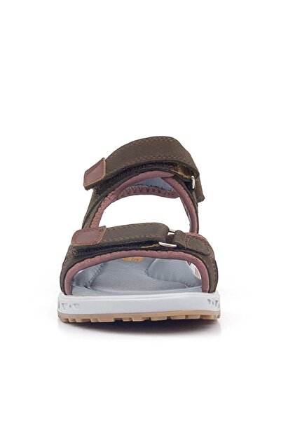 Rakerplus Dark Brown Genuine Leather Velcro Children's Sandals
