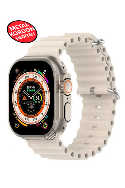 PREPARE Ultra 2 Akıllı Saat Çelik Kordon Hediyeli Gri Kasa 49mm Nfc Bildirim Sesli Arama Özellikli LG68