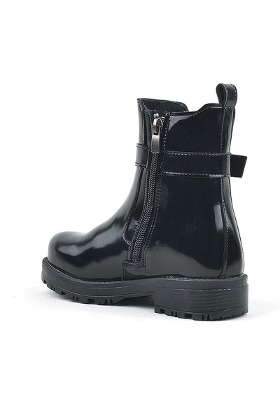 Rakerplus Black Patent Leather Elastic Girl's Boots