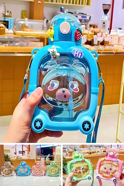 Berdina Home 1000ml Blue Cute Teddy Bear Water Bottle - Bpa Free, School Figu...