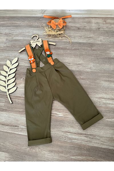 Feriatolye Khaki Orange Little Prince Baby Boy Pants Salopet