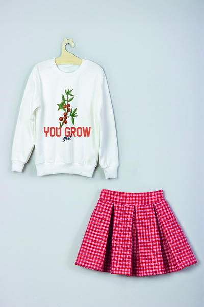 MYADA You Grow Girl Karirano Karirano Set majica i suknje - 22991