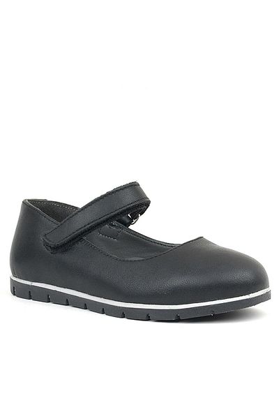 Rakerplus Black Genuine Leather Girls' Ballerinas