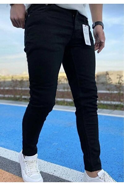 KING SEZAR بنطال جينز رجالي أسود بقصة ضيقة من الليكرا