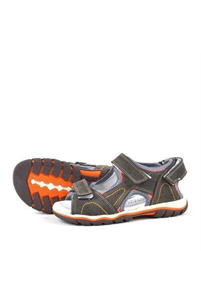 Rakerplus Genuine Leather Gray Velcro Boys' Sandals
