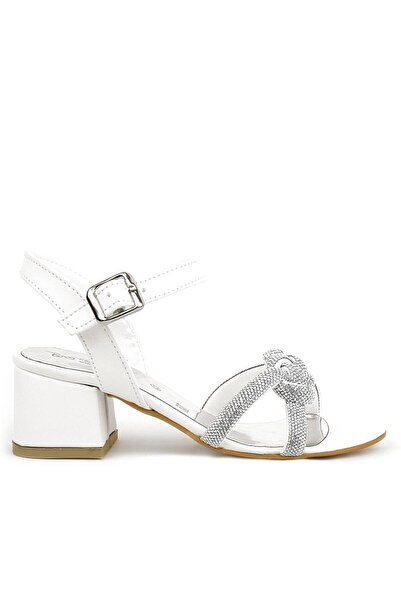 hapshoe Stoned Mother of Pearl Knit - Girl's Evening Dress Thick Heeled Shoes