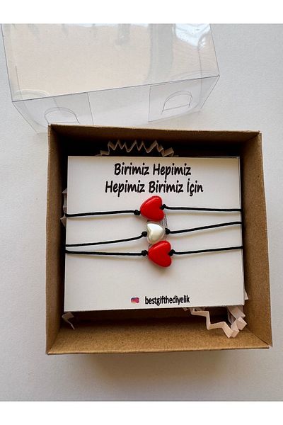 Best Gift İçinde Mutluluk Var 3 Heart Bracelets for Every Wrist - in Gift Package