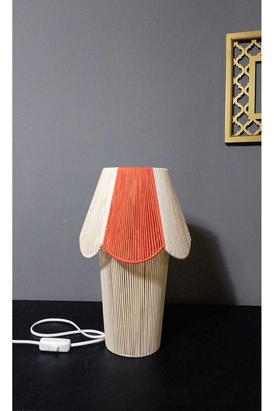 poplinhome Ecru Orange Macrame - Bedroom, Living Room, Children's Room and Table Lamp
