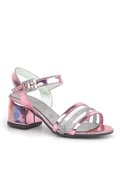 hapshoe Rochie de seara pentru fete din piele lacuita roz, pantofi cu toc