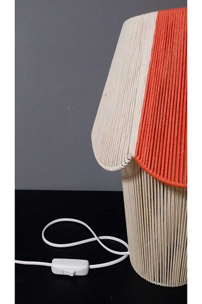 poplinhome Ecru Orange Macrame - Bedroom, Living Room, Children's Room and Table Lamp