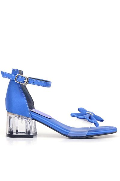 hapshoe Jessie Saks - Pantofi cu toc pentru fete din satin albastru