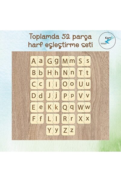 Karter İnovasyon Alfabe Esleme Kartlari, Ahsap Esleme Kartlari, Ahsap Harf Esleme, Montessori Egitici Kartlar