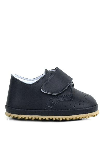 hapshoe Genuine Leather Black Velcro Baby Booties