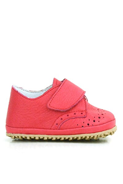 hapshoe Genuine Leather Pomegranate Flower Velcro Baby Booties