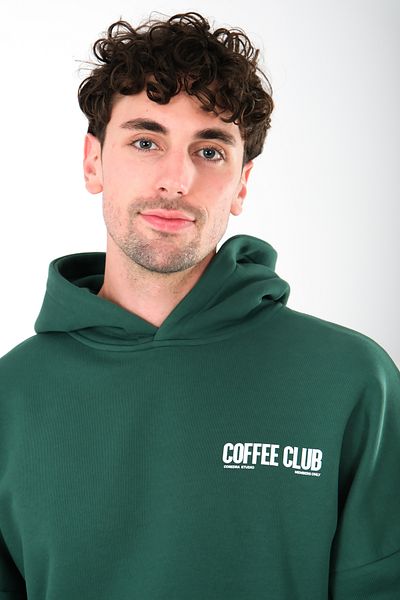 Coredra Ανδρικό Πράσινο Oversize Hoodie - Coffee Club