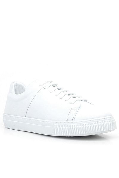 Shoes Center Tenis de damă alb din piele naturală - pantofi cu șireturi