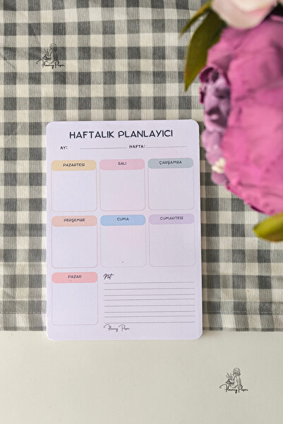Flowery Paper Haftalık Planlayıcı - Memopad, Bloknot, Defter, Not Kağıdı