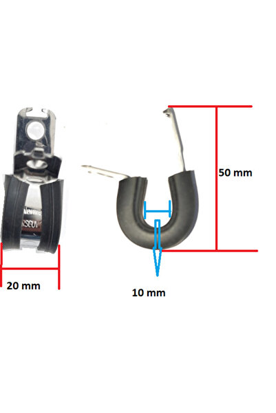 Gutsy KLIPS LASTİKLİ PASLANMAZ KELEPÇE BOY 50MM GENİŞLİK 20MM KAVRAMA ÇAPI 10...