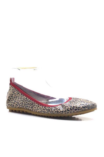 Rollbab Leopard Patterned Women's Ballerinas - with Foldable Portfolio Bag