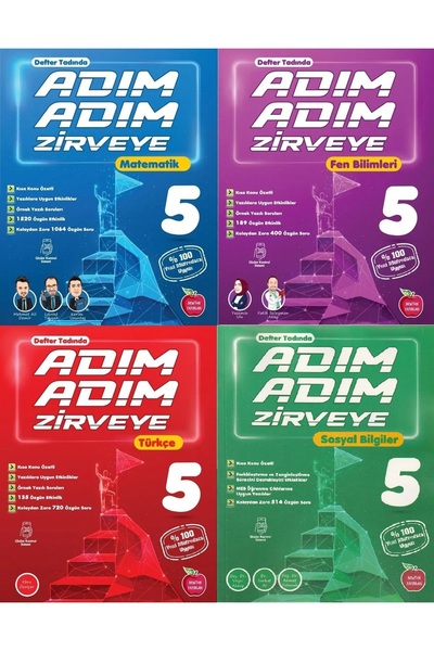 Newton Yayınları 5.Sınıf Adım Adım Zirveye Matematik + Fen Bilimleri + Türkçe + Sosyal Bilgiler Soru Bankası(4 Kitap)