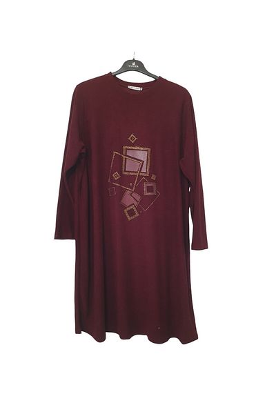 GGMM Velvet Stone Print Leather Detail Tunic