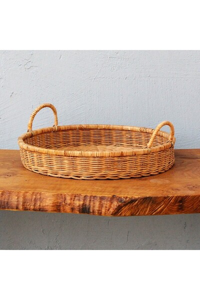Mylamp Balsu Natural Rattan Tray with Handle 45X 8/14 cm