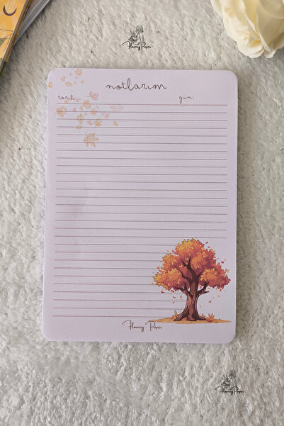 Flowery Paper Sonbahar 2 Notepad A5 - Memopad, Bloknot, Defter, Not Kağıdı