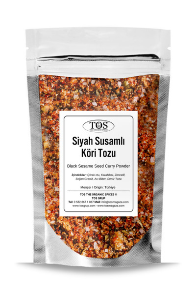 TOS The Organic Spices Siyah Susam Tohumlu Köri Tozu 100 gr Black Sesame Curry Powder - Premium Quality | Baharat Karışımı