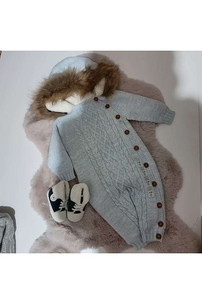 Nipperland Side Buttoned Furry Jumpsuit and Welsoft Collar Boots