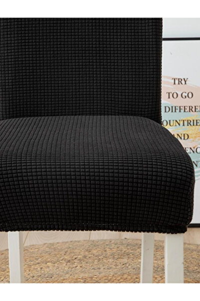 nurlan Likrali Sandalye Kılıfı, Sandalye Örtüsü (1ADET) Siyah Renk