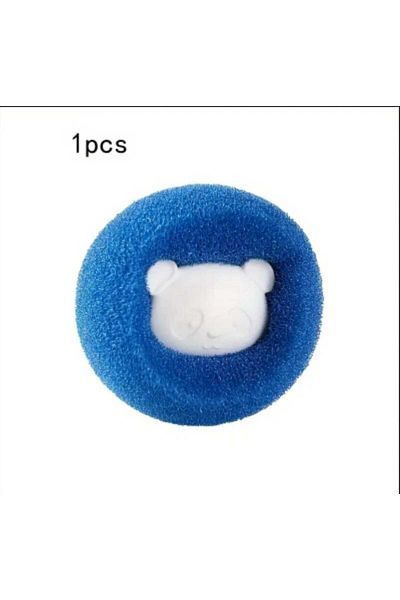 TEMİZLİK 3 Pcs Reusable Pet Hair & Hair Collector Blue Color Panda Laundry Sponge