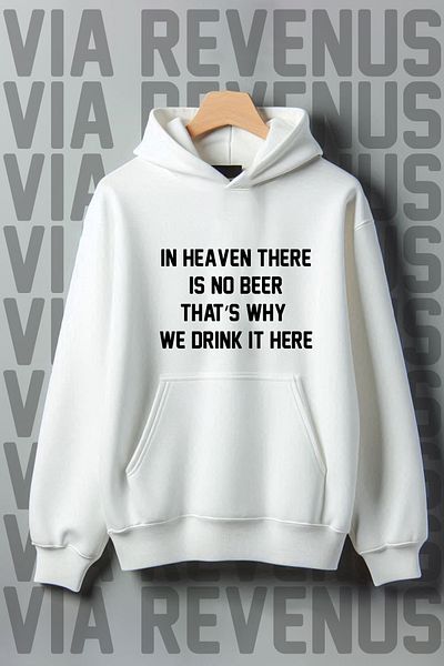 Vordevia There's No Beer in Heaven Printed - Φαρδιά φούτερ με κουκούλα τσέπης καγκουρό με 3 νήματα