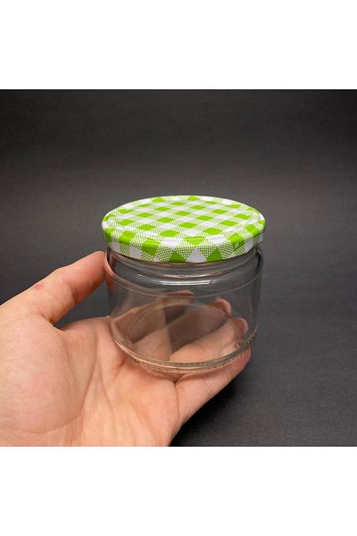 Paşabahçe Green Plaid Magnolia Jar - 10 Pieces 330 Cc Glass