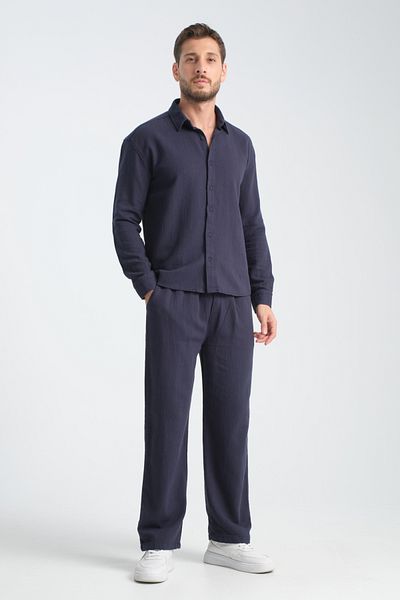 Redline Pantaloni largi de iarnă Flare Cămașă oversize Set de jos 100% bumbac