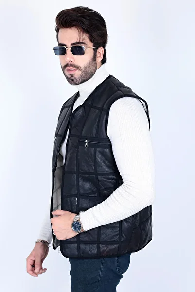 HeviStor Genuine Leather Fur Leather Vest