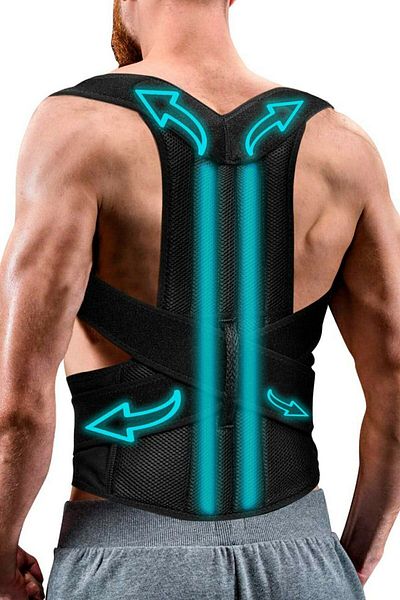 AnkaWood Black Unisex Double Underwire - Orthopedic Waist Back Shoulder Corset