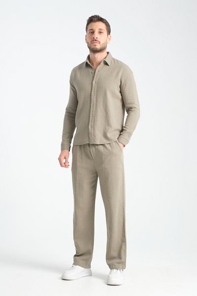 Redline Flare Winter Baggy Pants Oversize Shirt Bottom Top Set 100% Cotton