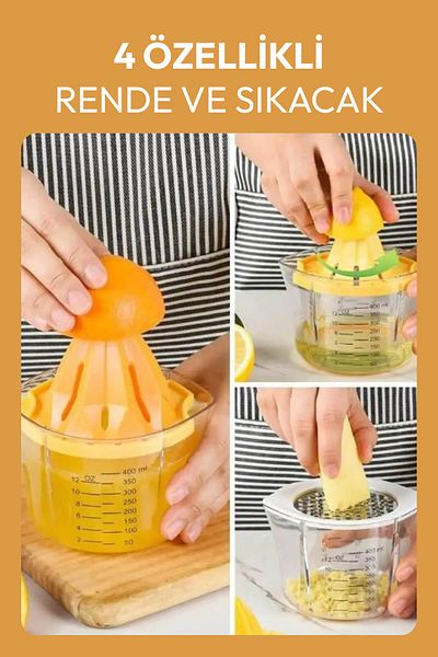 Hayveys Dimensional Lemon Citrus Juicer with 4 Features Grater Design and Chamber
