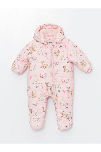 LC Waikiki Lcwk Hooded Printed Baby Girl Astronaut Coat