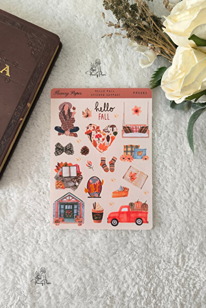 Flowery Paper Hello Fall Sticker Sayfası - Defter,Ajanda ,Journal,Scrapbook,i...