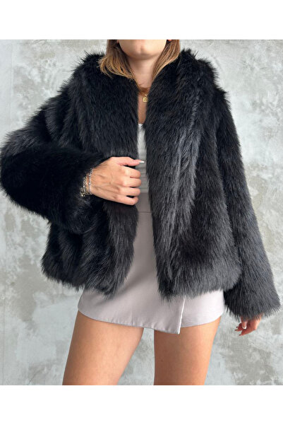 AB LOOKS Paltoane de damă groase de iarnă cu guler șal oversize cu mânecă lungă