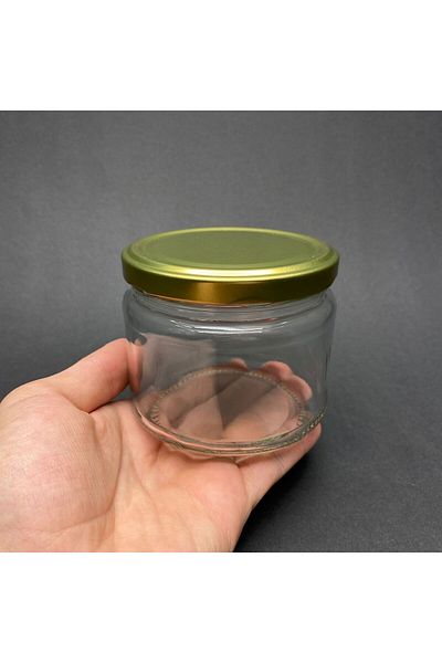 Paşabahçe 10 Pieces Glass Magnolia Jar with Gold Lid - 330 Cc
