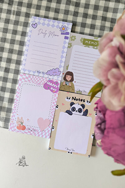 Flowery Paper 4'lü Karışık A6 Memopad Set -  Bloknot, Defter, Not Kağıdı