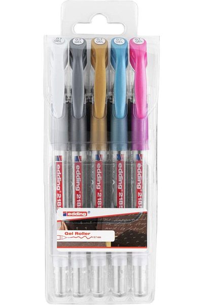 Edding 2185 Gel Roller Pen 0.5 Mm Mixed Metal Colors Set of 5